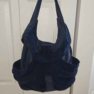 Preowned BALENCIAGA TEAL BLUE   CORDUROY & SUEDE CARGO PURSE